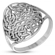 Large Light Round Celtic Knot Silver Ring, rp545